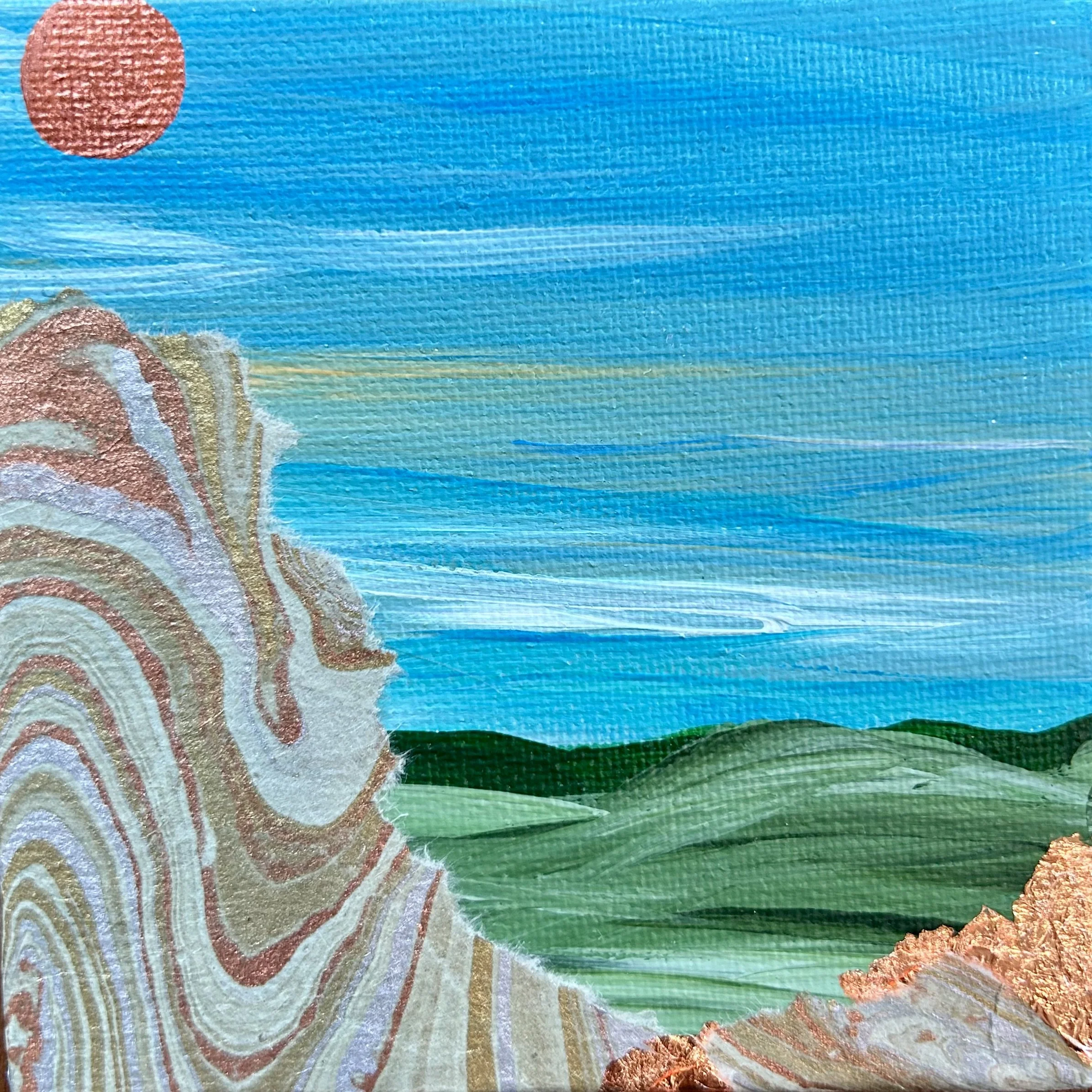 Originals — Golden Colorado intuitive acrylic textile collage